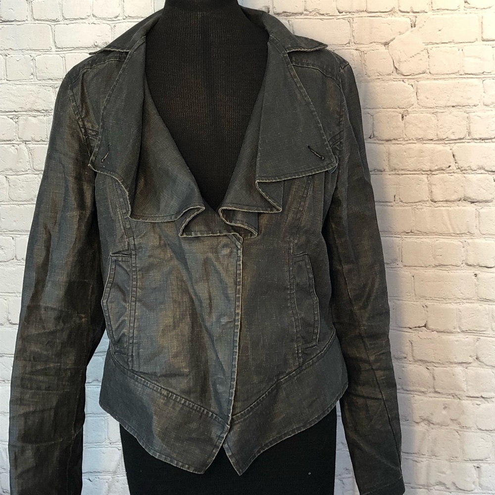 CAbi Black Moto Jacket Waxed Linen # 901